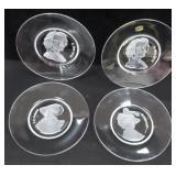Four (4) Val St. Lambert Crystal 8' Plates