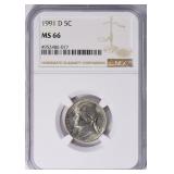 1991-D Jefferson Nickel NGC MS-66