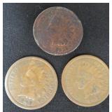 Three (3) Indian Head Cents incl. 1863, 1890