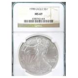 1998 American Silver Eagle, NGC MS69