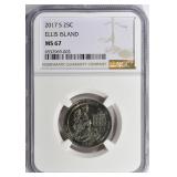 2017-S ATB Quarter Ellis Island NP NGC MS-67