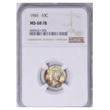$3700 Guide: 1941 Mercury Dime NGC MS-68 FB(Toned)