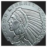 1/4 oz Incuse Indian Fractional Silver Round