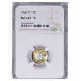 $9500 NGC Guide: 1943-D Mercury Dime NGC MS-68+ FB