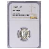 $7250 Guide: 1944-S Mercury Dime NGC MS-68 FB