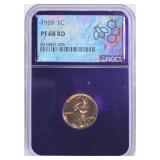 1959 Lincoln Cent NGC Proof-68 RD (Purple Bee)