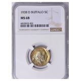 $4000 Guide: 1938-D Buffalo Nickel NGC MS-68 Toned