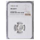 POP 12/5! 1953-D Roosevelt Dime NGC MS-68 FT