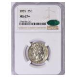 1955 Quarter NGC MS-67+ (CAC Green)(Toned) TOP POP