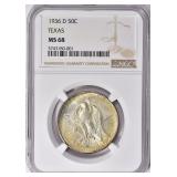 1936-D Texas Centennial Half Dollar NGC MS-68 $11K