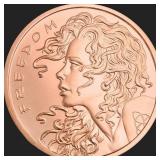 ONE oz Freedom Girl Copper Bullion Round