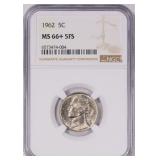 1962 Jefferson Nickel NGC MS-66+ 5FS $900