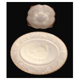14" Turkey Plate and Grape Bowl, Gold Trimmed on