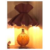 Amber Glass Mid Century Table Lamp, 27"H