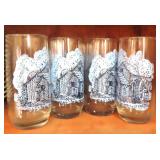 TEN (10) Vintage Scenic Glassware