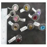 TEN (10) German Silver Rings