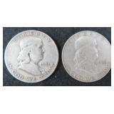 TWO (2) Silver Franklin Half Dollars, $54.88 Melt