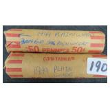 TWO (2) Rolls of 1944 Lincoln Wheat Cents, Copper