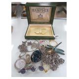 Vintage Hampden Watch Box with Jewelry, As Found