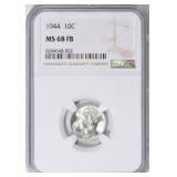 $14,500 Guide: 1944 Mercury Dime NGC MS-68 FB