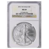 2012-W $1 Silver Eagle Burnished NGC MS-69