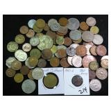 1943-D Steel Cent and Quantity of Foreign Coins
