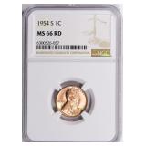 1954-S Lincoln Cent NGC MS-66 RD