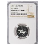 1999-S Quarter Delaware. Silver NGC Proof-69 UC
