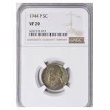 1944-P Jefferson Nickel NGC VF-20 Silver