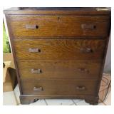 British Oak 4 Drawer Chest, 36"x18"x30"