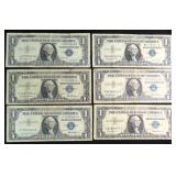 SIX (6) One Dollar Silver Certificates