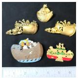 Five (5) Noah's Ark Brooches