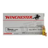 Fifty (50) Winchester 9mm 115gr Cartridges