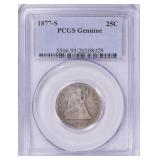 1877-S Seated Liberty Quarter PCGS Genuine Silver