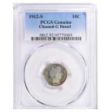 1912-S Barber Dime PCGS Genuine Good Details