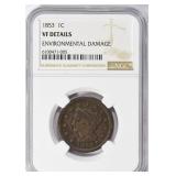 1853 Braided Hair Cent NGC VF Details