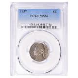 1957 Jefferson Nickel PCGS MS-66 (Toned)