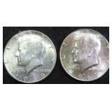 TWO (2) 40% Silver Kennedy Half Dollars