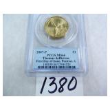 2007-P Thomas Jefferson $1 PCGS MS66