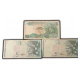 Three (3) Malaysia Bank Notes