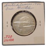 SILVER 1944 Dutch Curacao One Gulden