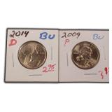 TWO (2) Sacagawea Dollar Coins