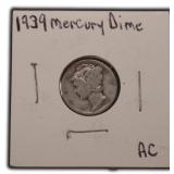 Silver 1939 Mercury Dime, $5.45 Melt Value
