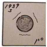 Silver 1939-S Mercury Dime, $5.45 Melt Value