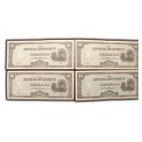 Four (4) Japanese Invasion Currency, Ten Pesos