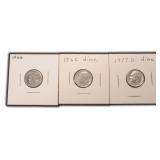 Three (3) Roosevelt Dimes