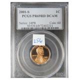 2001-S Lincoln Cent PCGS PR69DCAM
