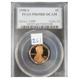 1998-S Lincoln Cent PCGS PR69DCAM