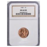 1961 Lincoln Cent NGC MS-66 RD