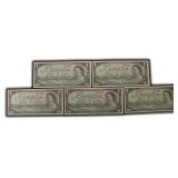 Five (5) 1967 Canada Centennial $1